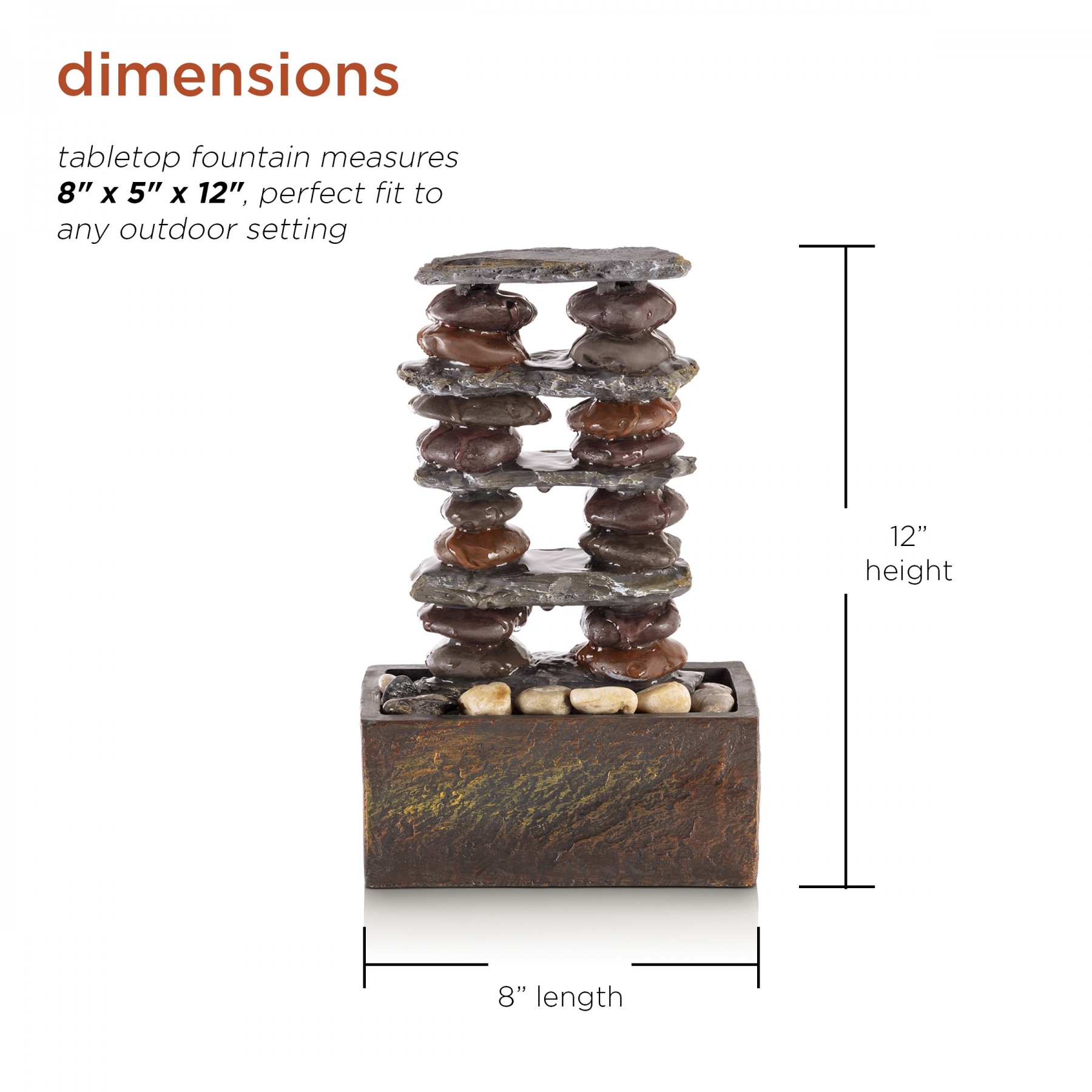 Eternity Stacked Stones Tower Tabletop Fountain | Garden and Pond Depot