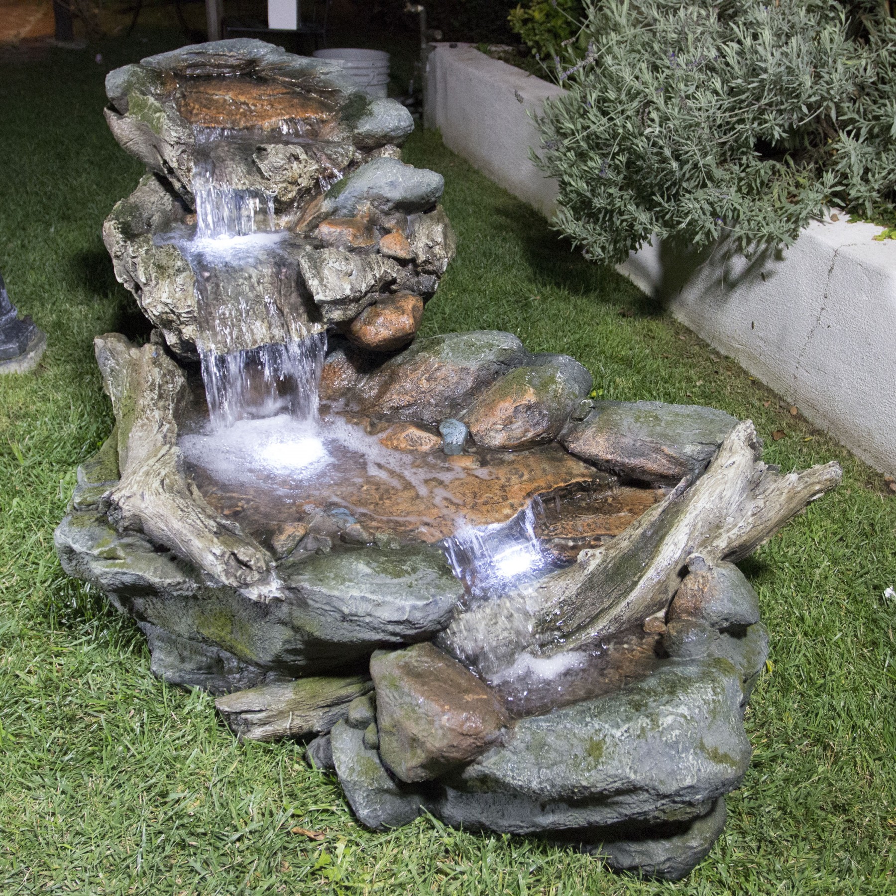 3 Tier Rainforest Fountain with LED Lights| Garden and Pond Depot